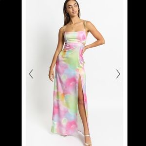 Showpo rainbow marble long dress